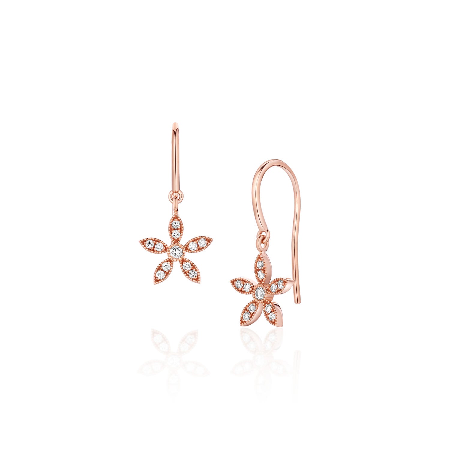 Diamond Floral Drop Earrings