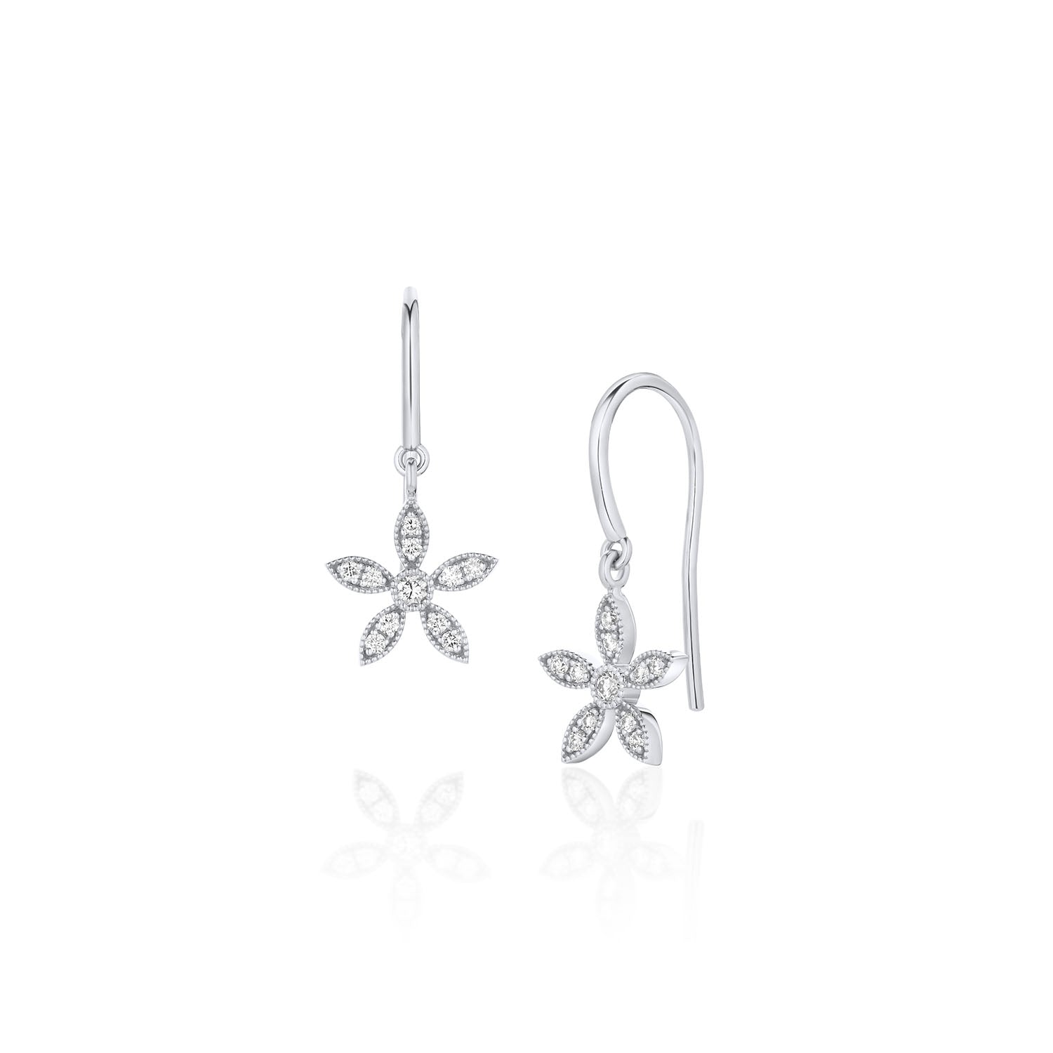Diamond Floral Drop Earrings